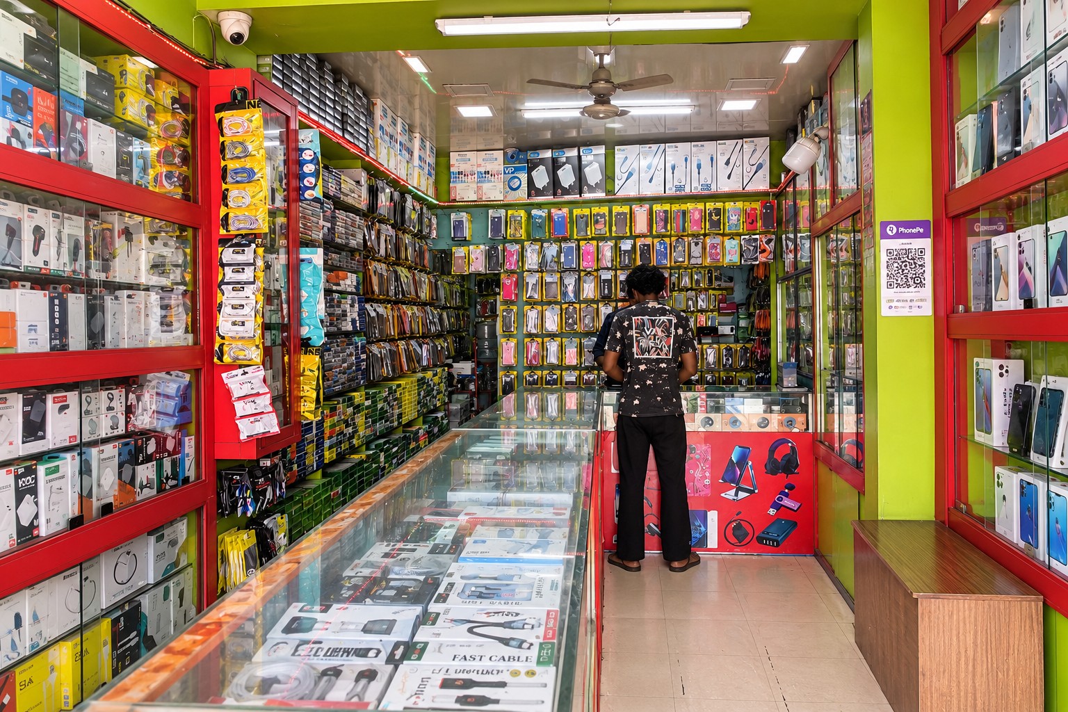 Real interior of Cell Star mobile store at 531 Nethaji Road, Erode with accessories and display counters